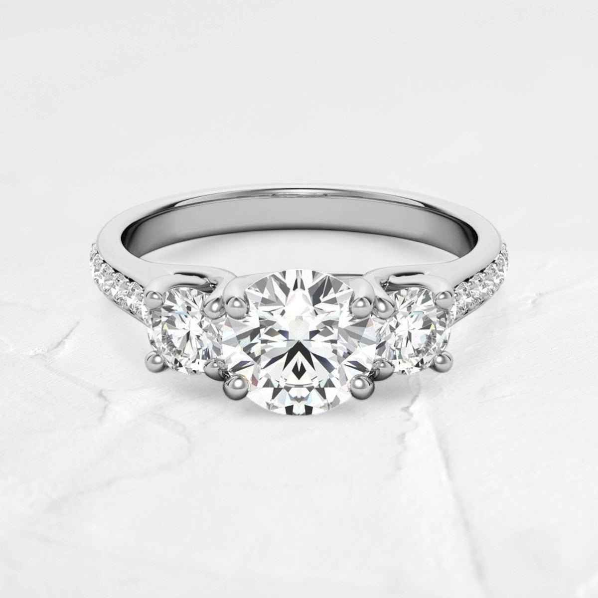 3 stone trellis Moissanite with pavé accents - djoyr