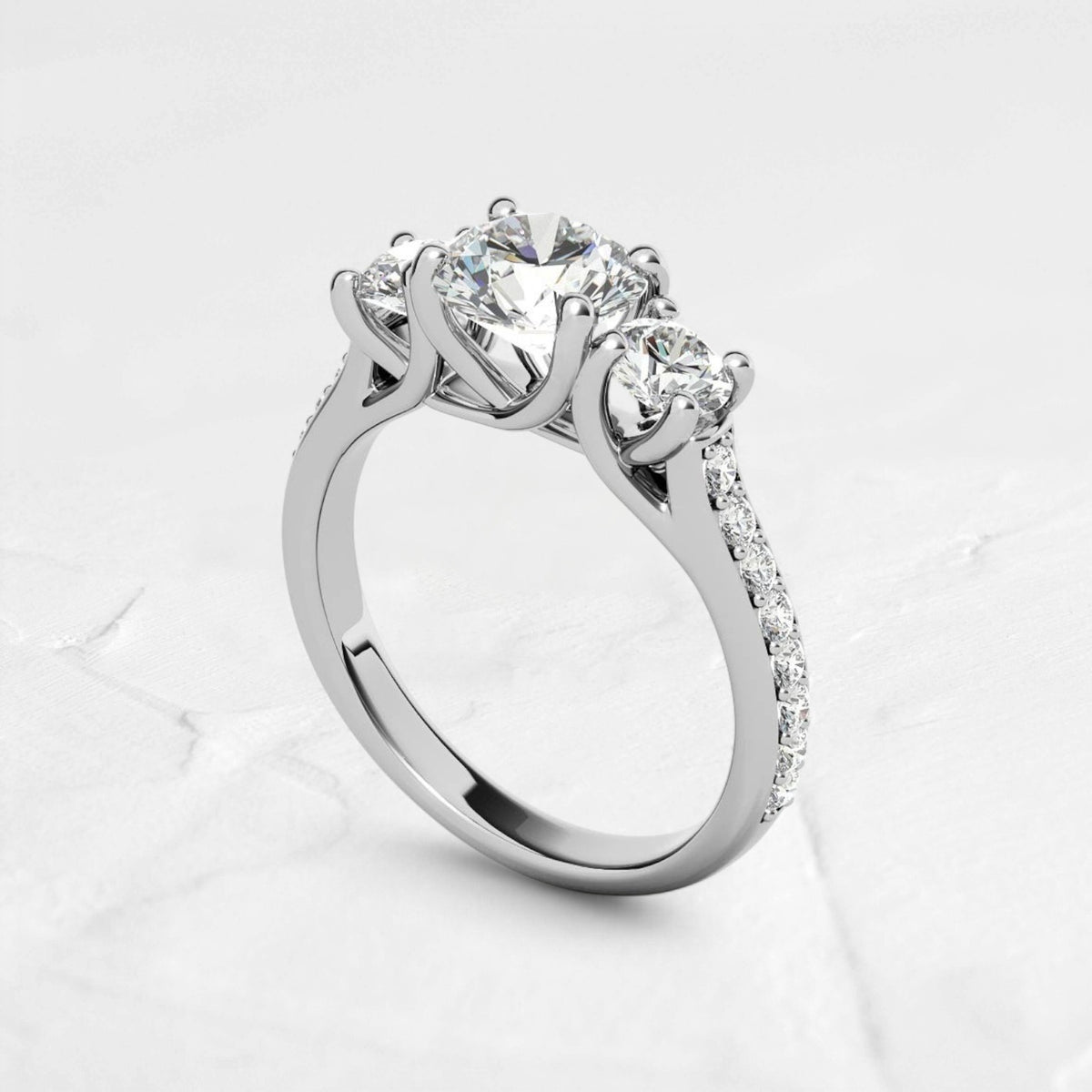 3 stone trellis Moissanite with pavé accents - djoyr