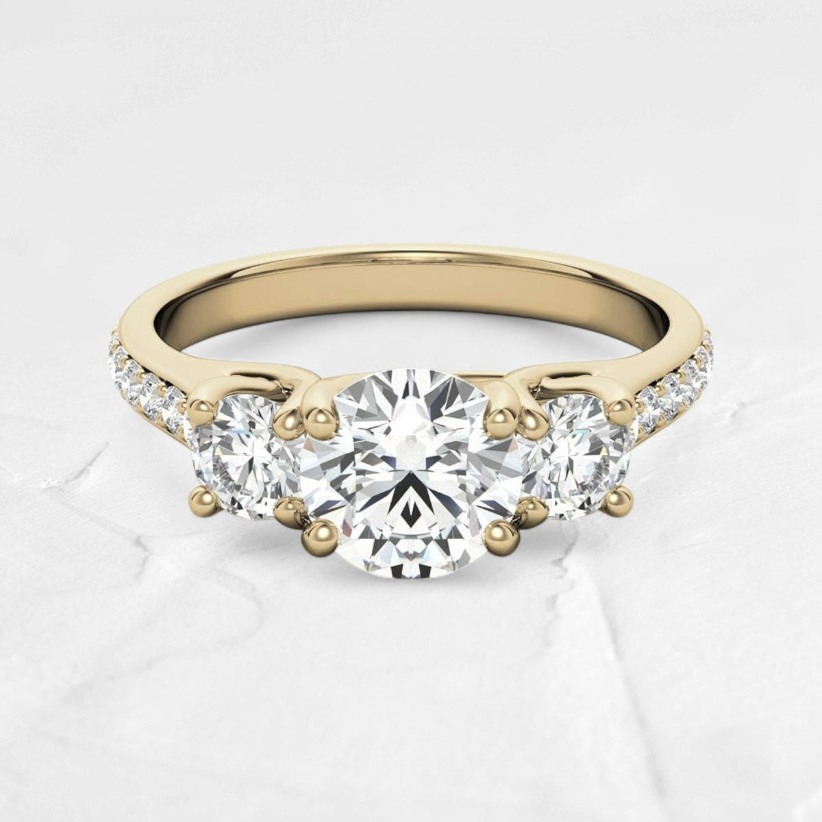 3 stone trellis Moissanite with pavé accents - djoyr