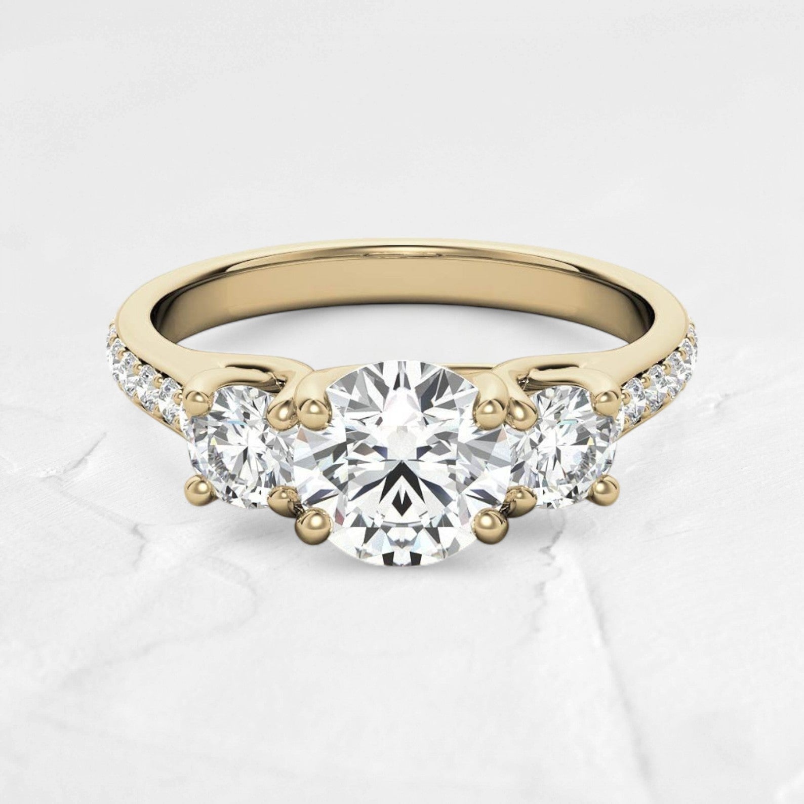 3 stone trellis Moissanite with pavé accents - djoyr