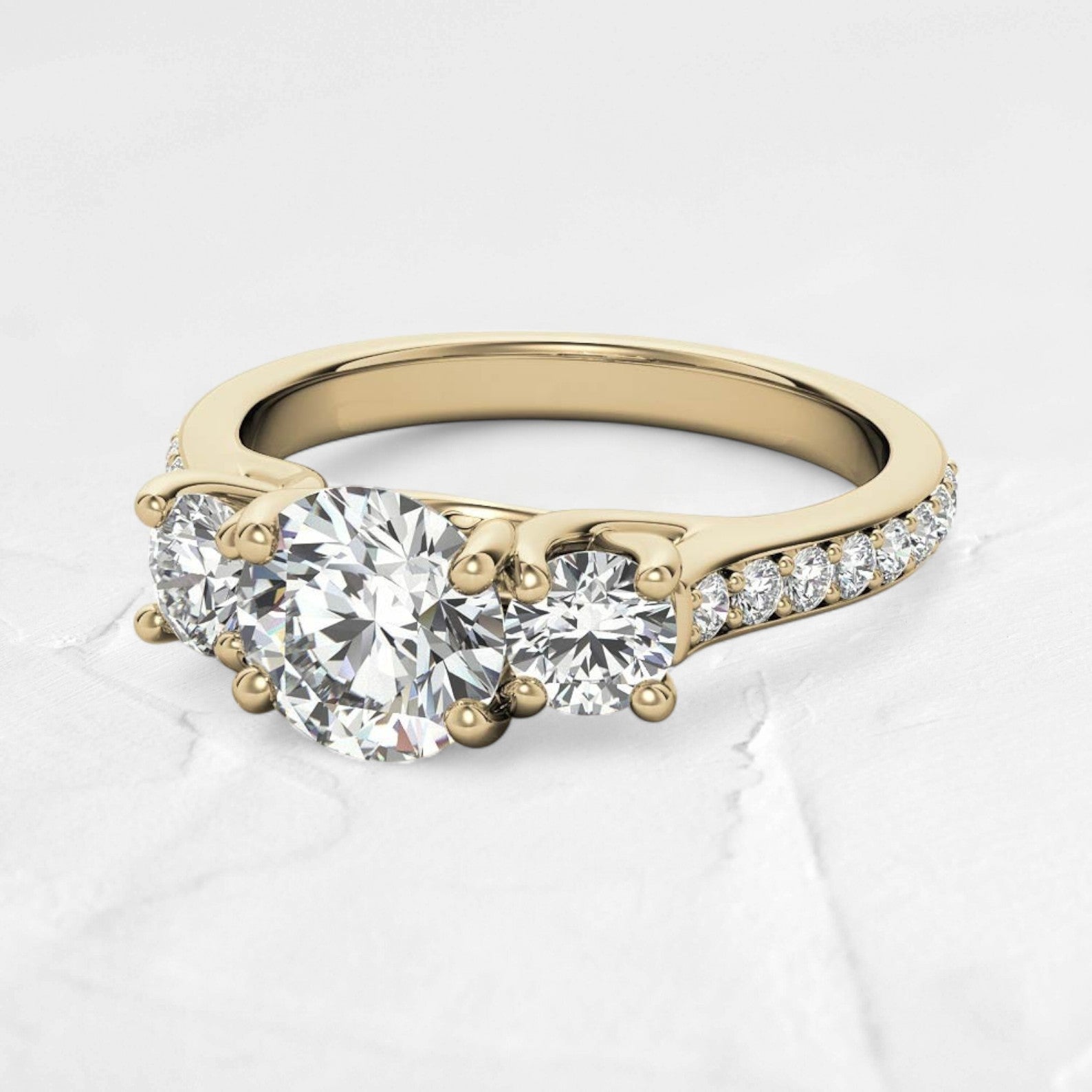 3 stone trellis Moissanite with pavé accents - djoyr