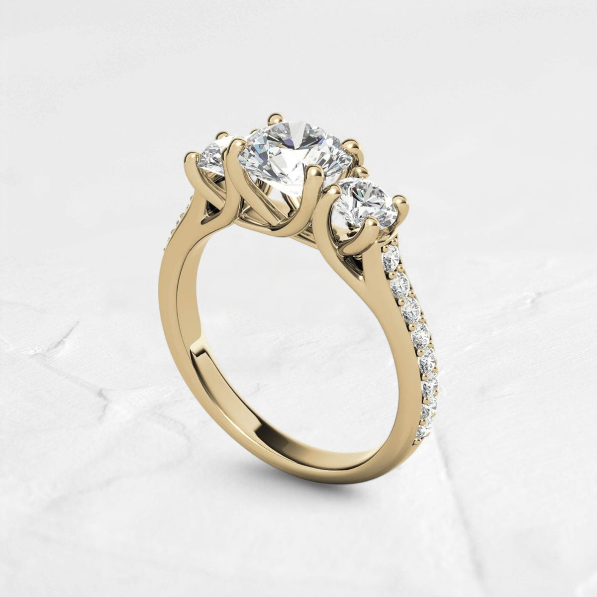 3 stone trellis Moissanite with pavé accents - djoyr