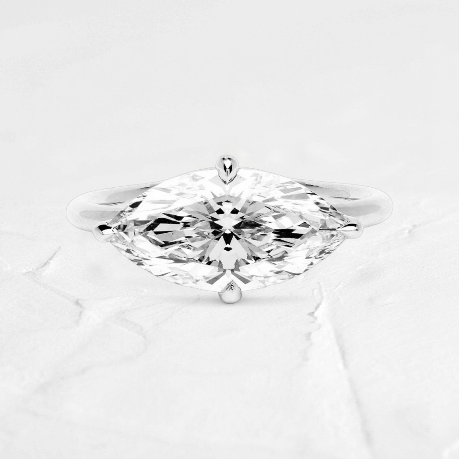 2.56ct Marquise East West Moissanite Ring Silver - djoyr