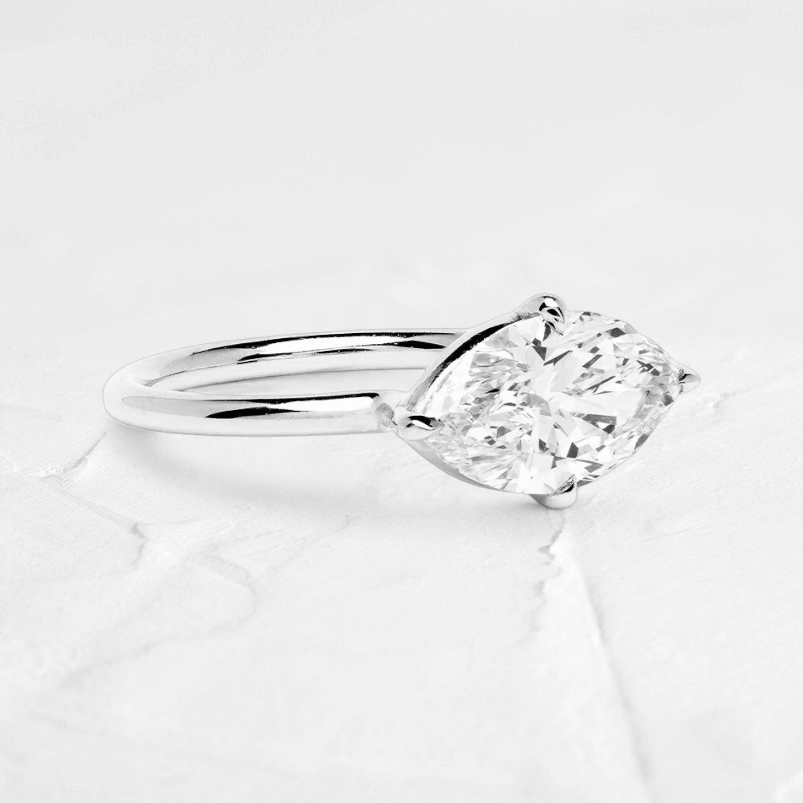 2.56ct Marquise East West Moissanite Ring Silver - djoyr