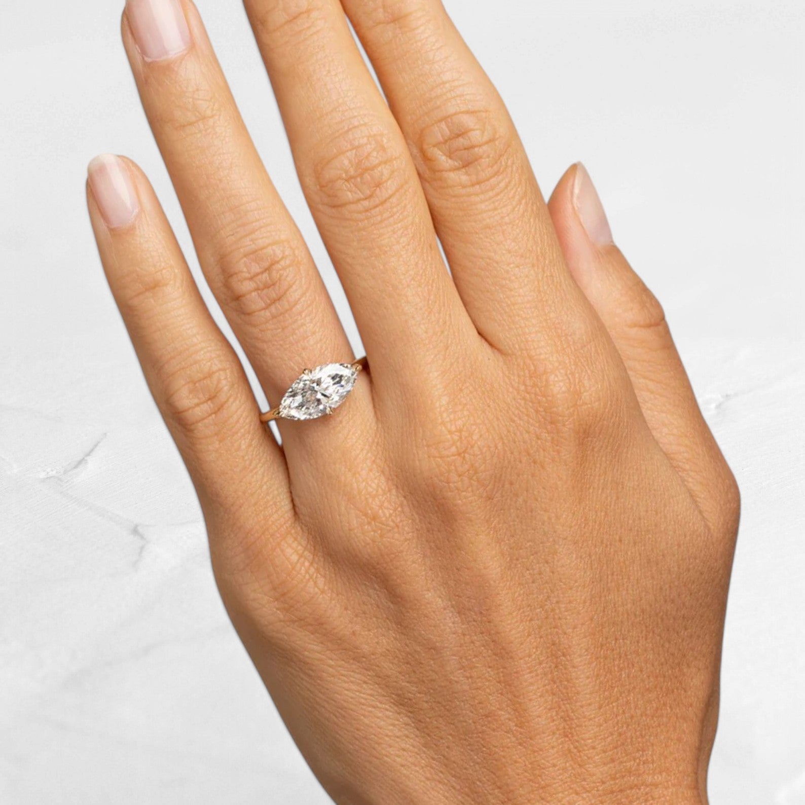 2.56ct Marquise East West Lab Diamond Ring - djoyr