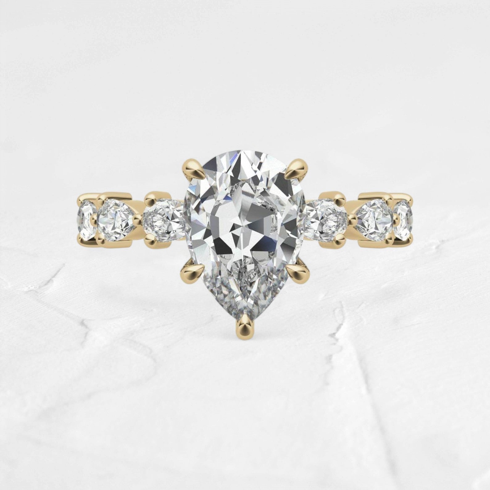 Pear Moissanite 8-Stone Engagement Ring - djoyr