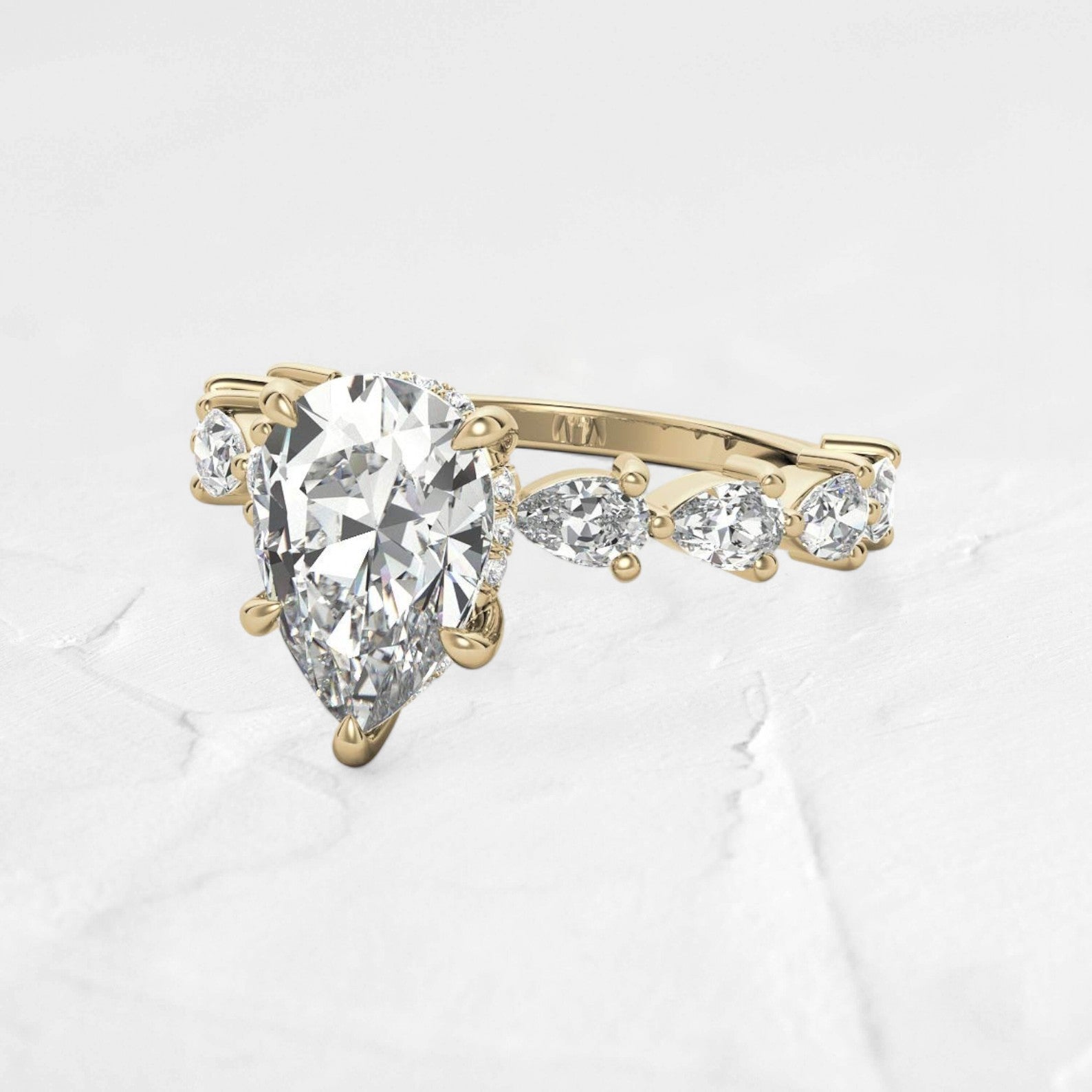 Pear Moissanite 8-Stone Engagement Ring - djoyr