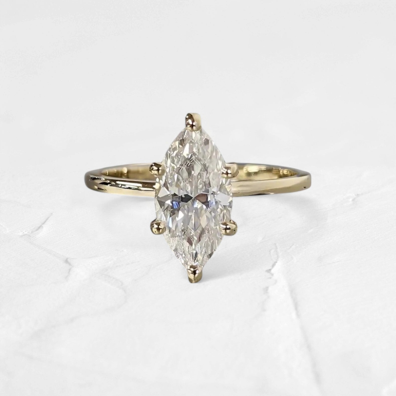 Pictorial Marquise Cut Moissanite Solitaire Ring - djoyr