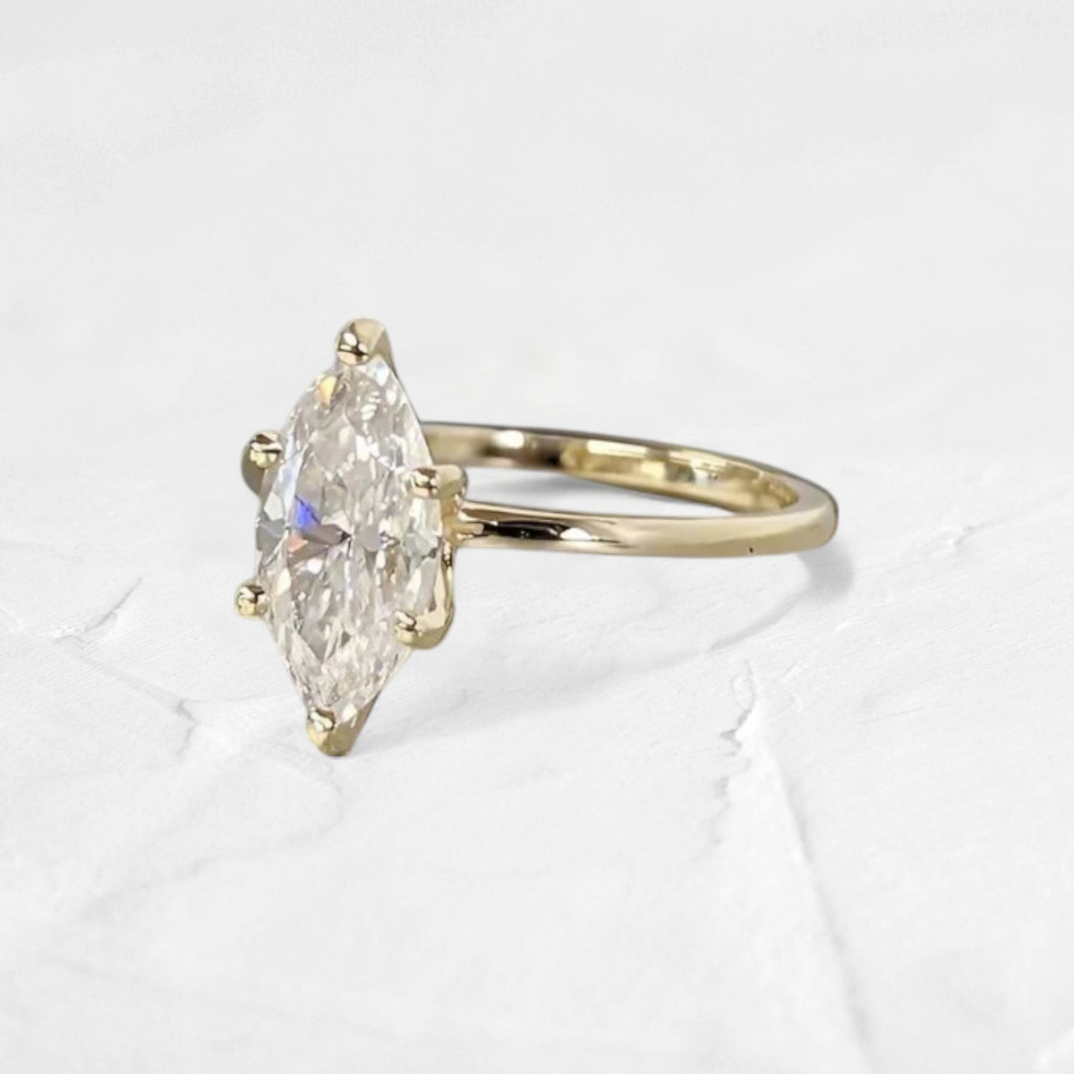 Pictorial Marquise Cut Moissanite Solitaire Ring - djoyr