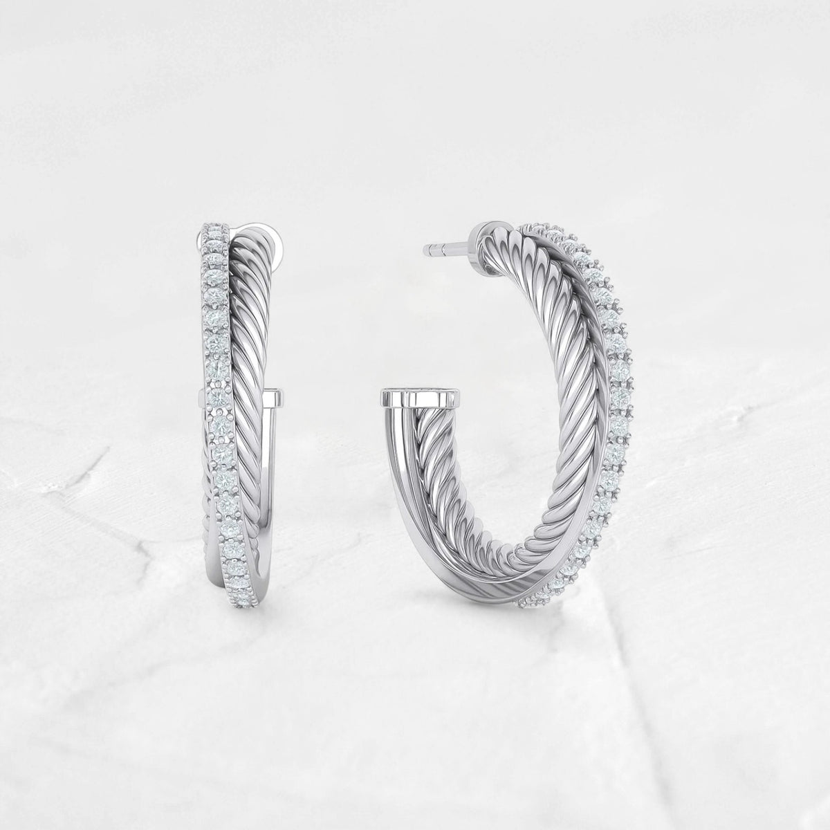Horizon Arc Hoops with Pave Moissanite - djoyr