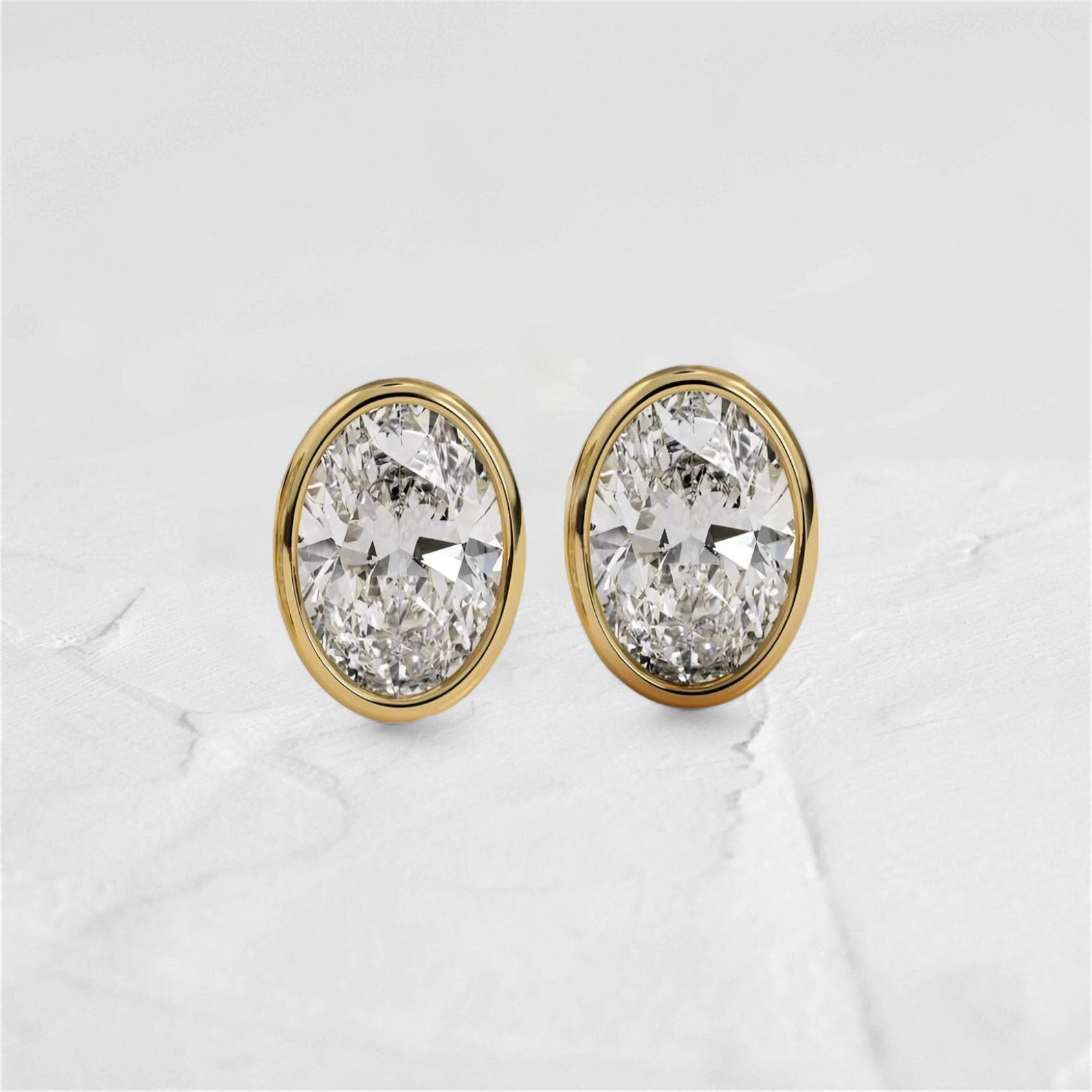 Lab Grown Diamond Oval Bezel studs - djoyr