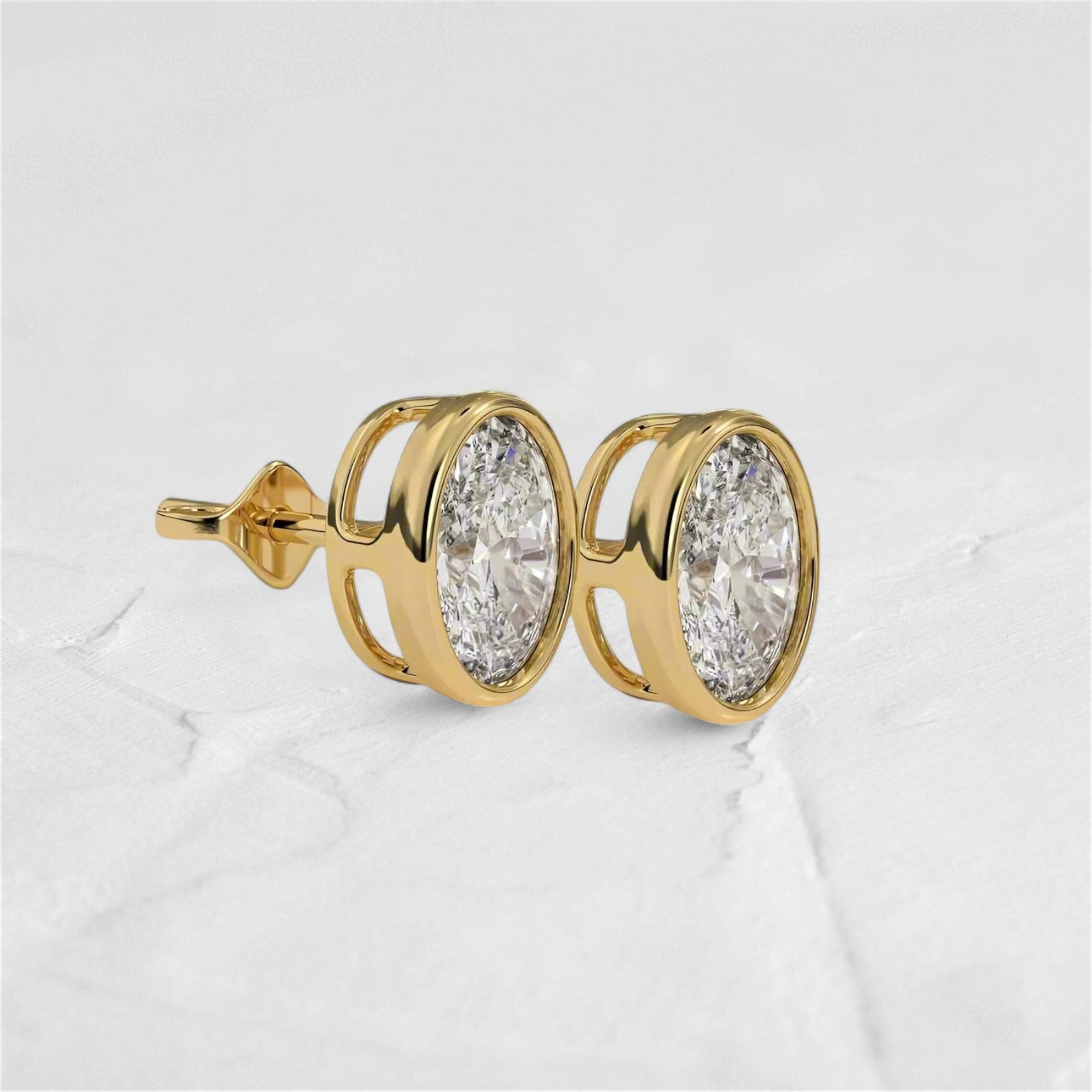 Lab Grown Diamond Oval Bezel studs - djoyr