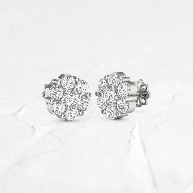 Lab Grown Diamond 0.05 TCW Cluster Stud Earrings - djoyr