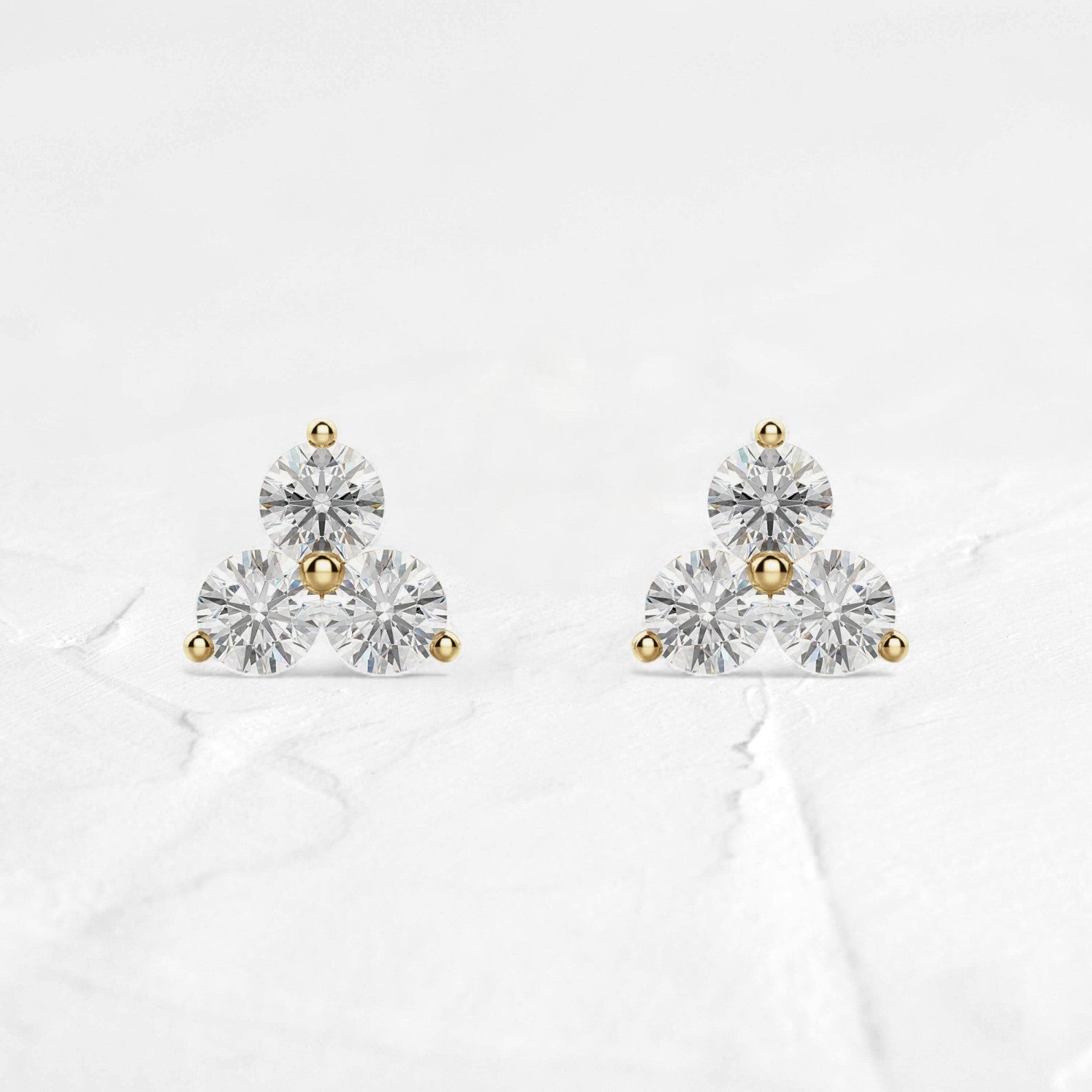 Triad Three Stone Cluster Moissanite Studs - djoyr