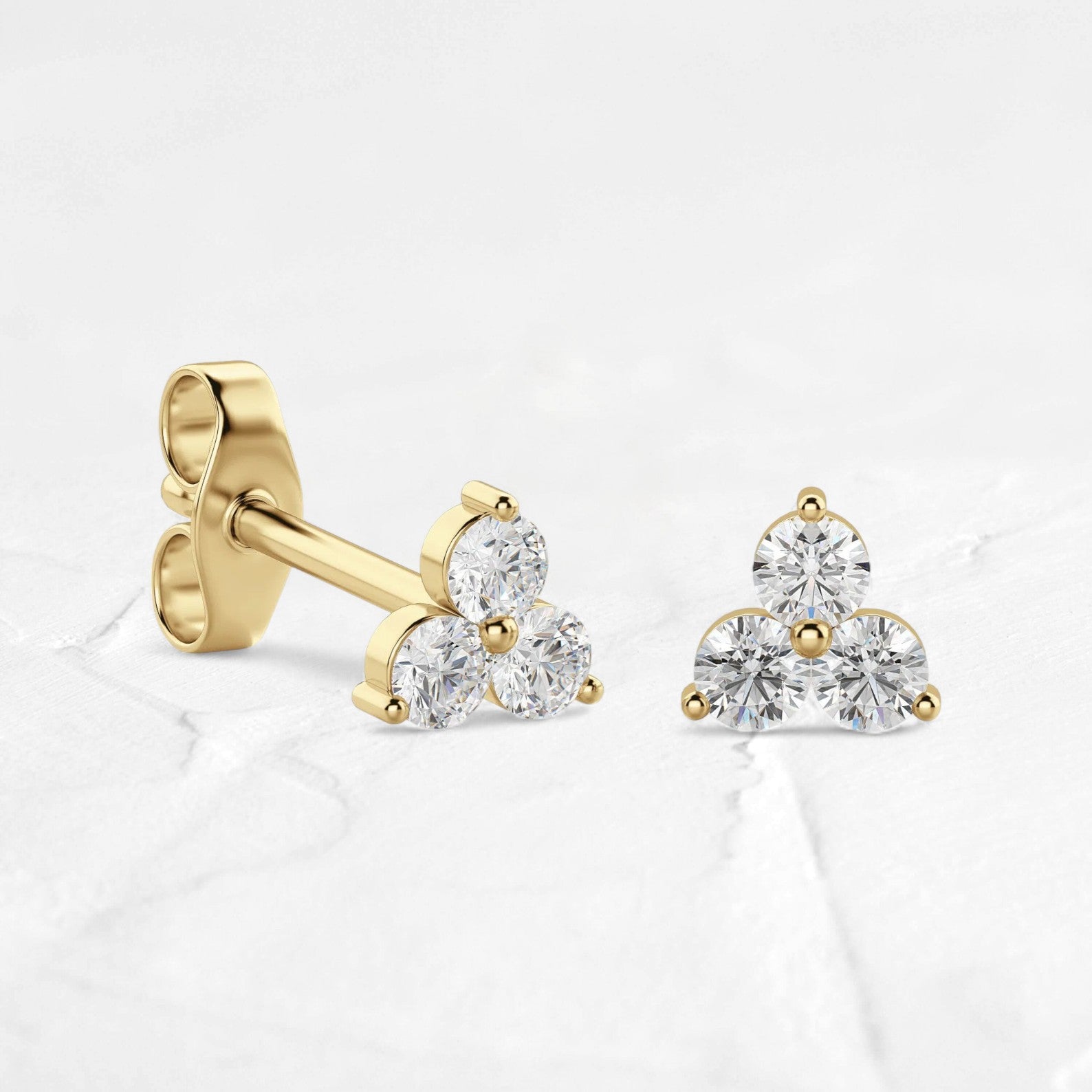 Triad Three Stone Cluster Moissanite Studs - djoyr