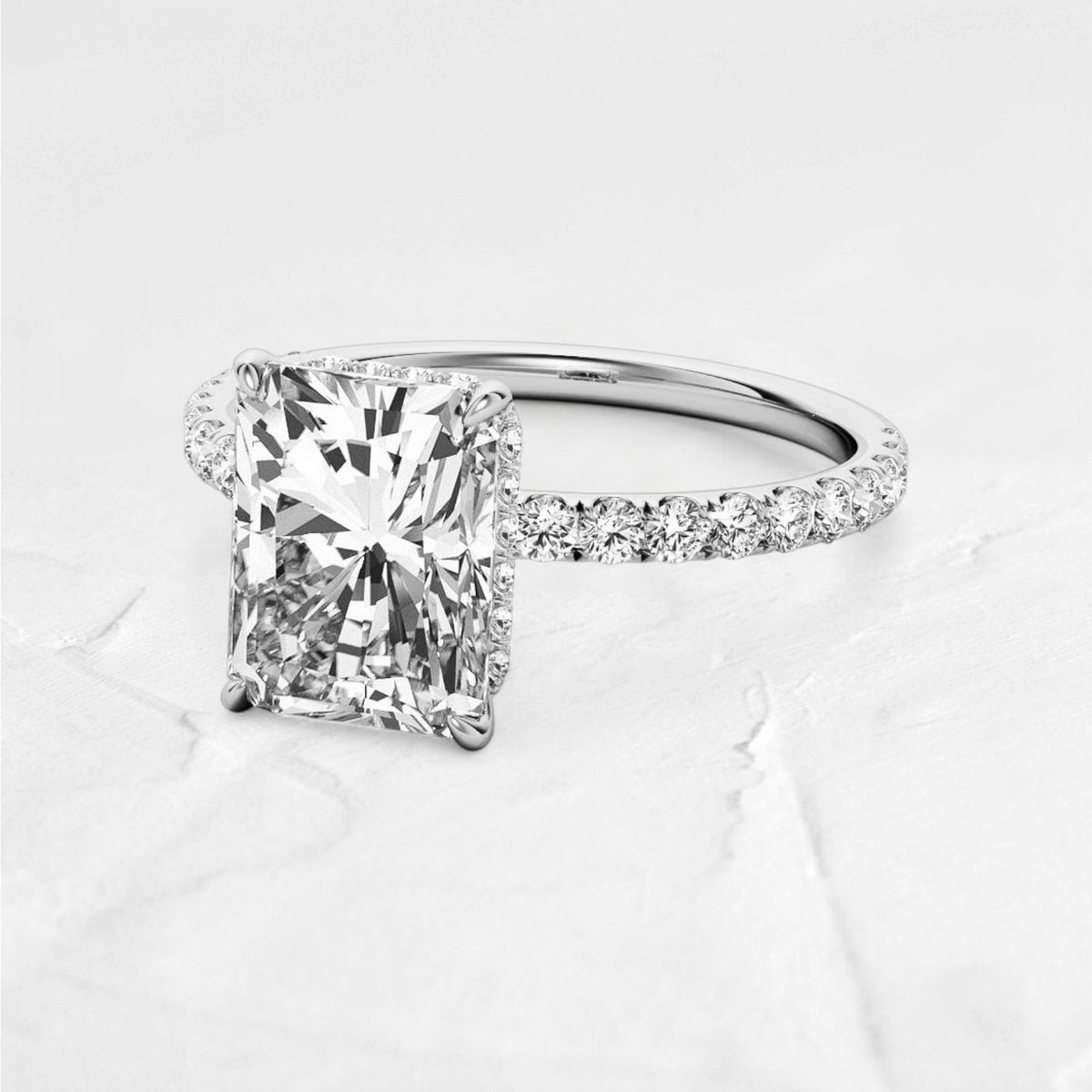 Emerald Cut Lab Diamond Hidden Halo Ring - djoyr