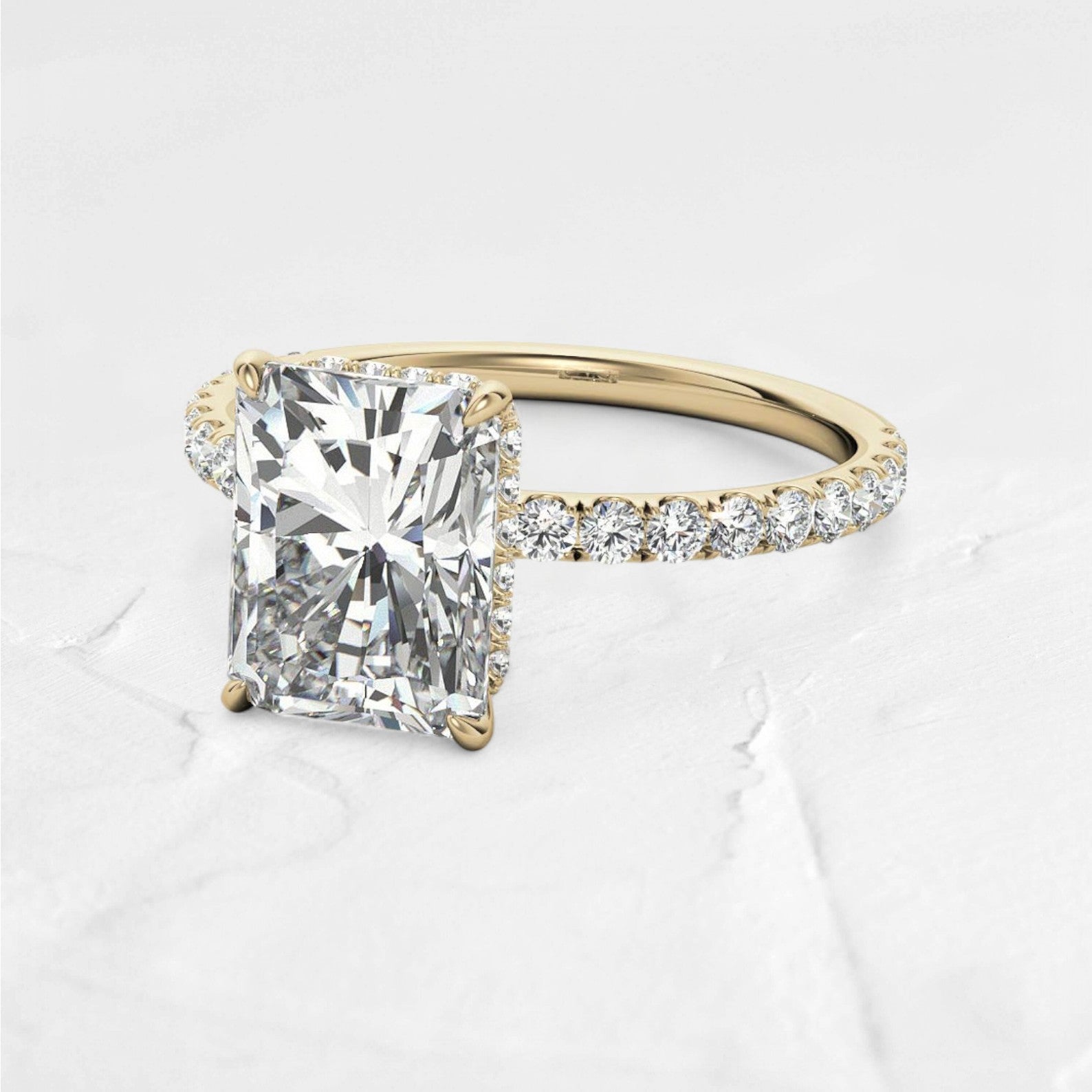 Emerald Cut Lab Diamond Hidden Halo Ring - djoyr