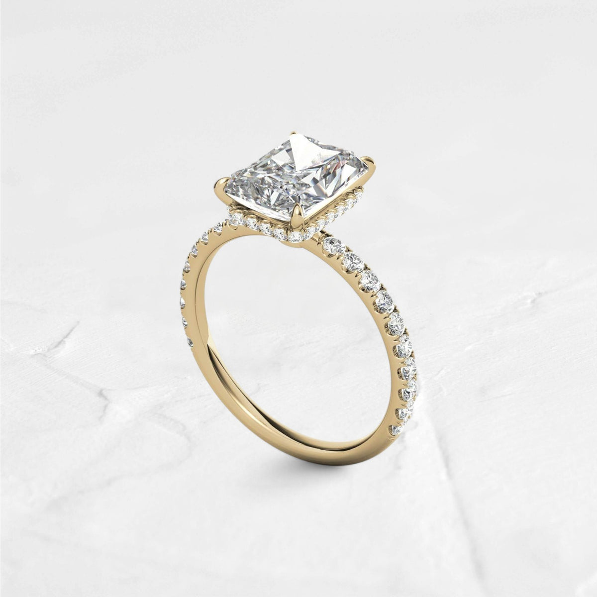 Emerald Cut Lab Diamond Hidden Halo Ring - djoyr