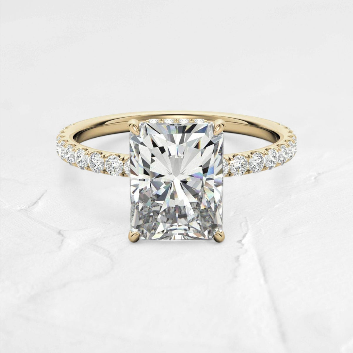 Emerald Cut Lab Diamond Hidden Halo Ring - djoyr