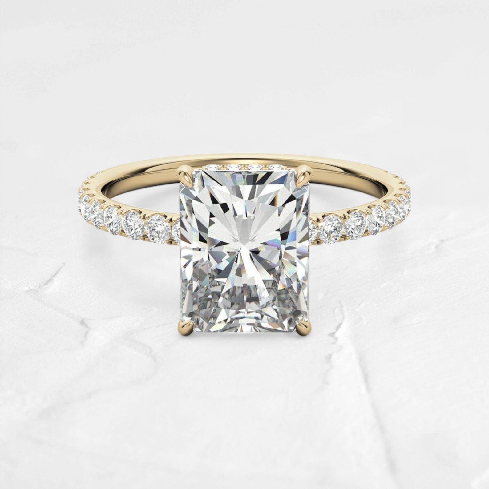 Emerald Cut Lab Diamond Hidden Halo Ring - djoyr