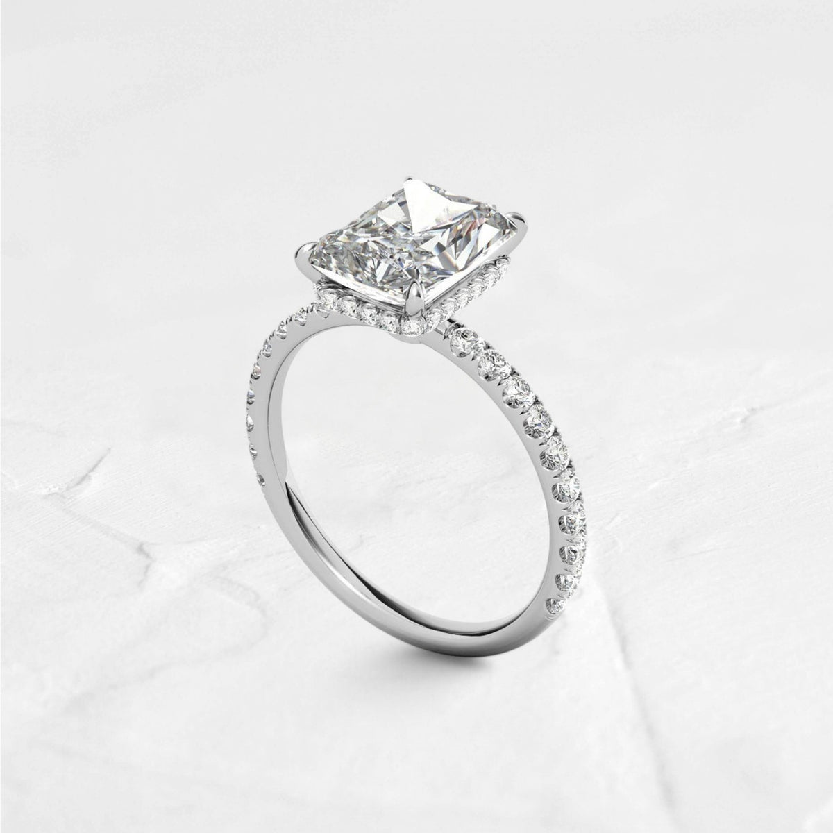 Emerald Cut Lab Diamond Hidden Halo Ring - djoyr