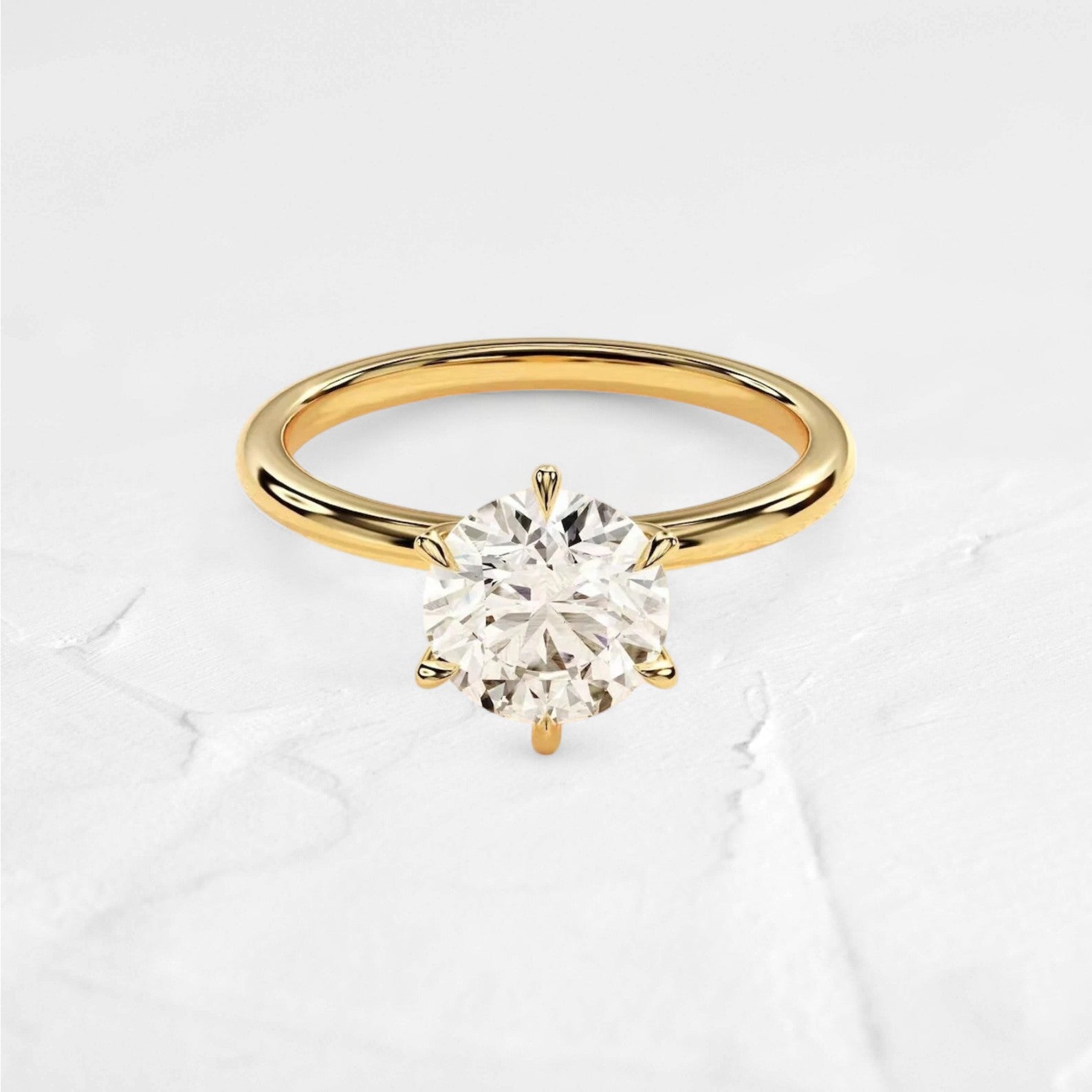 1.5mm Round Moissanite d 6 prong Solitaire Ring - djoyr