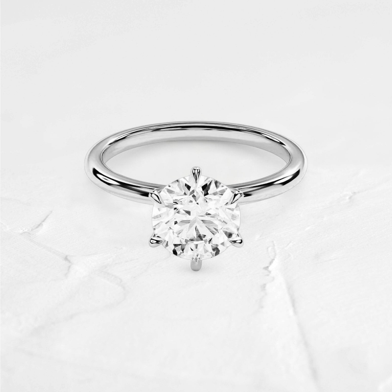 1.5mm Round Moissanite 6 prong Solitaire Ring silver - djoyr