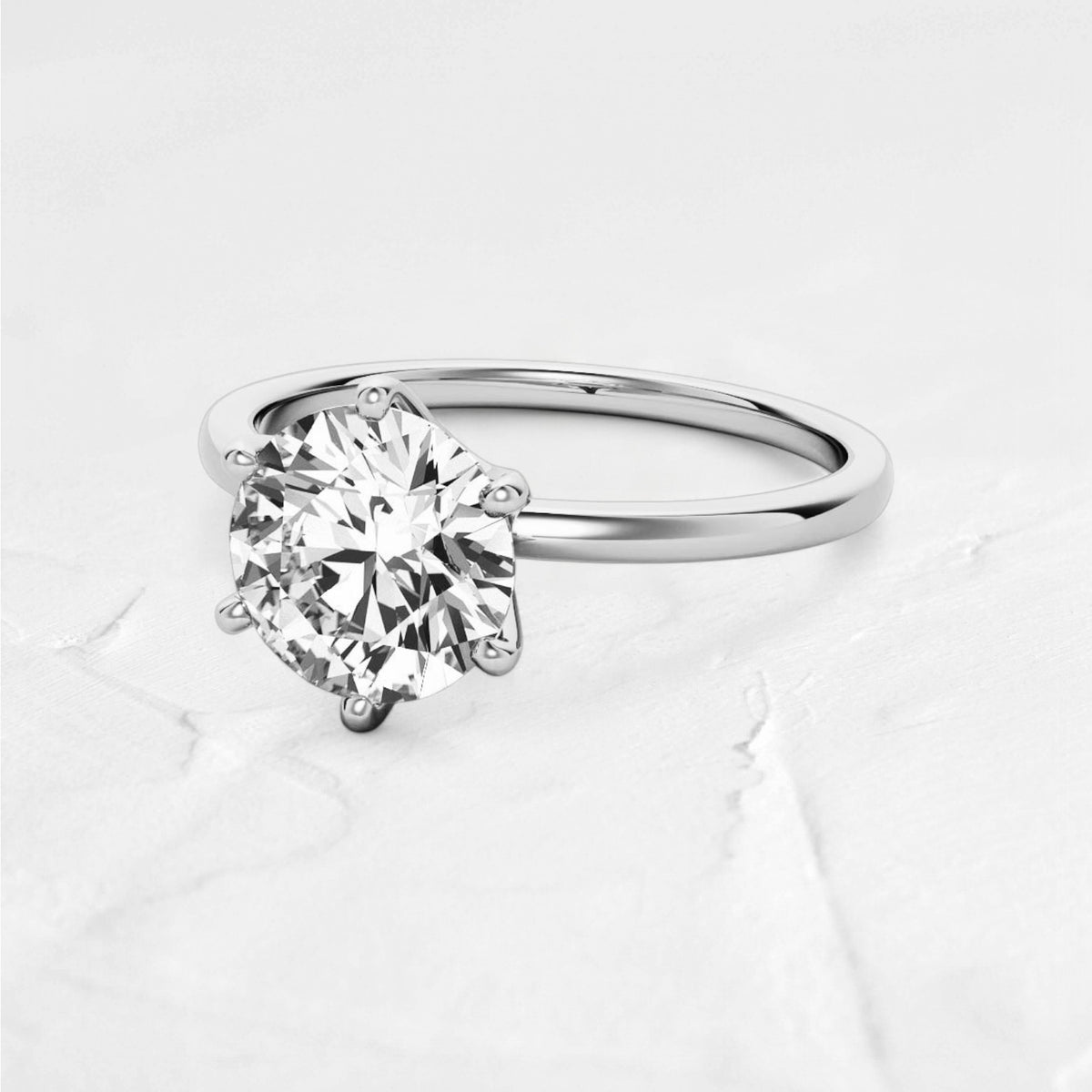 1.5mm Round Moissanite 6 prong Solitaire Ring silver - djoyr