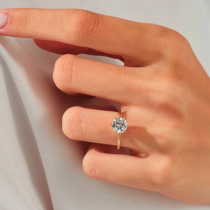 1.5mm Round Moissanite d 6 prong Solitaire Ring - djoyr