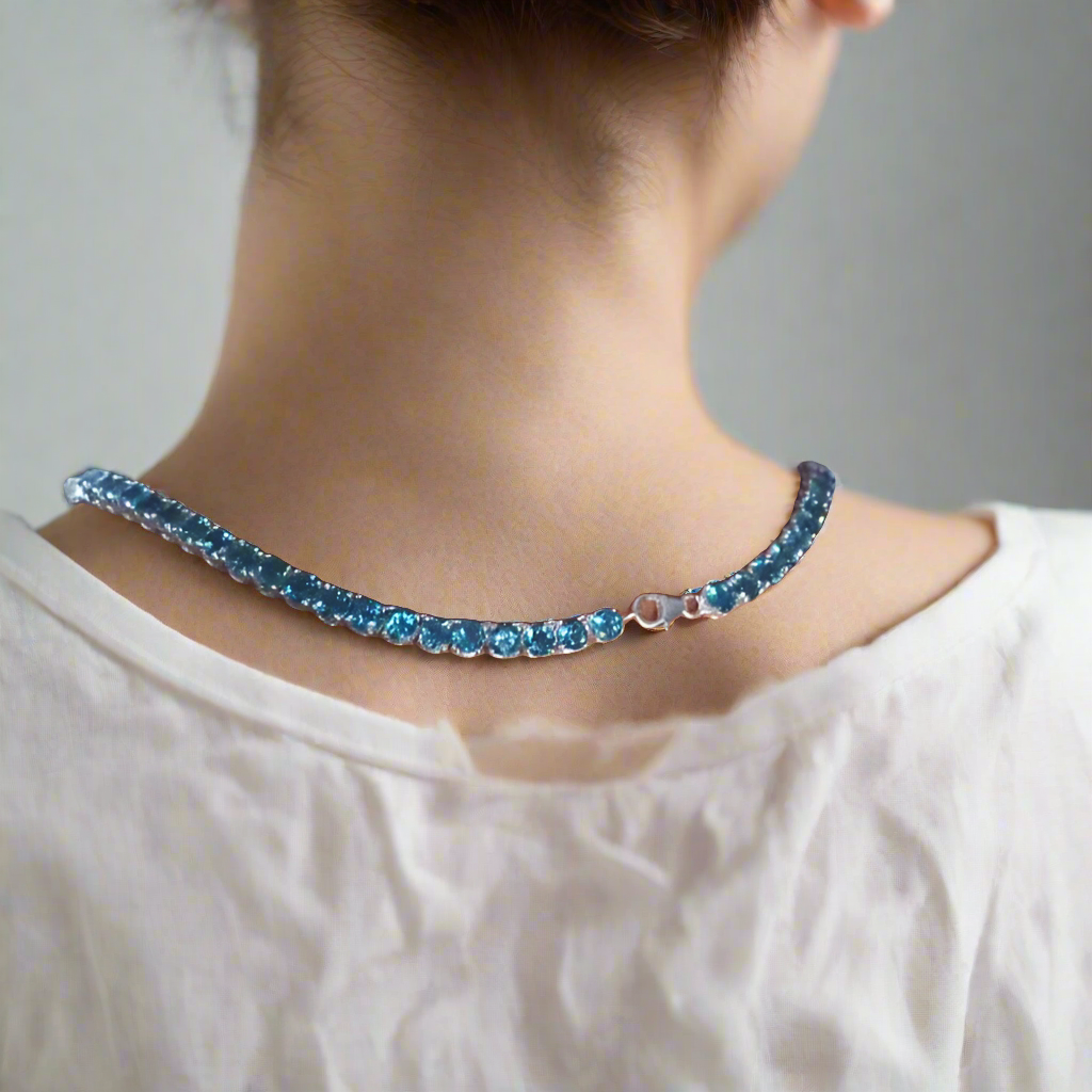 London Blue Topaz Tennis Necklace