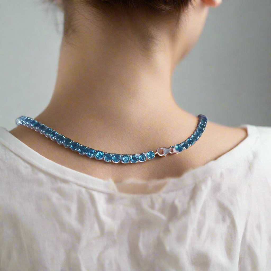 London Blue Topaz Tennis Necklace - djoyr
