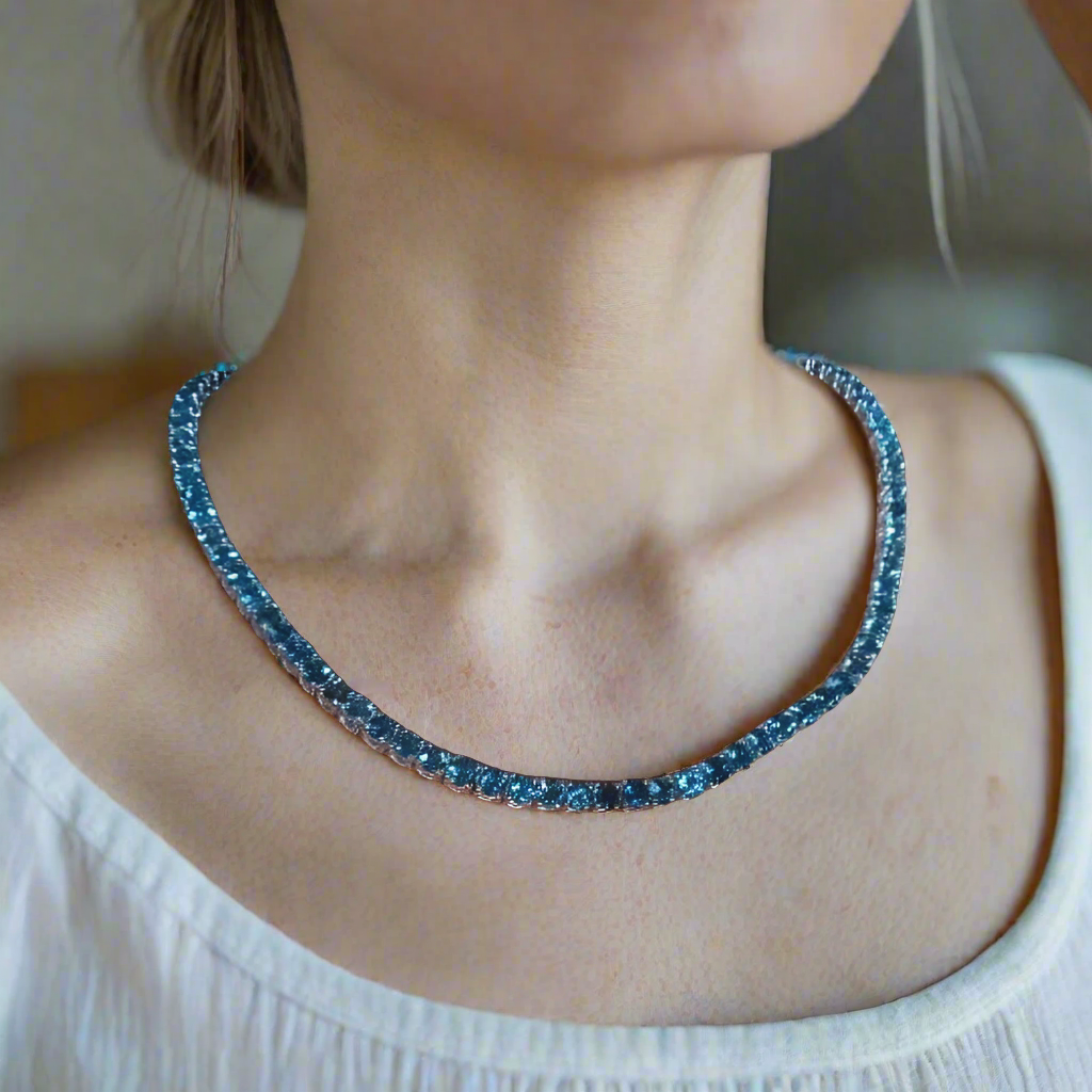 London Blue Topaz Tennis Necklace