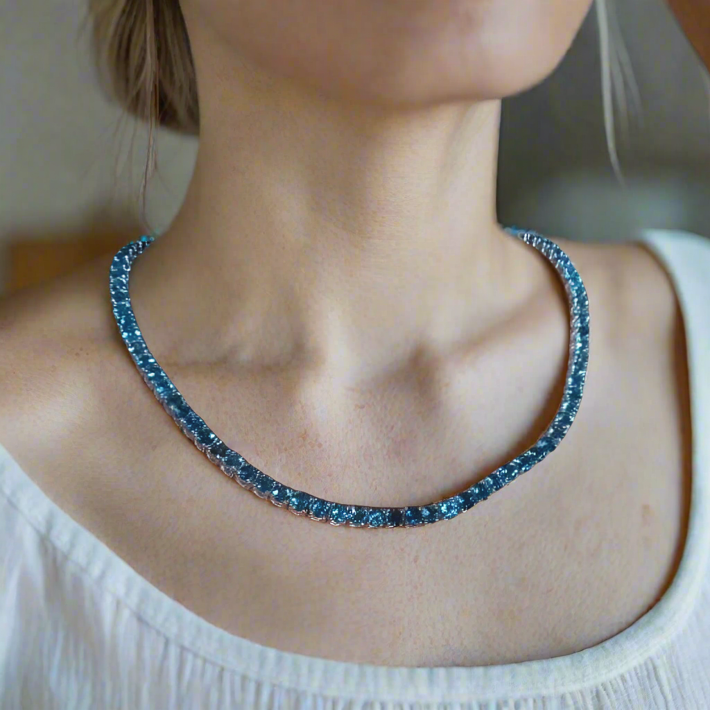 London Blue Topaz Tennis Necklace - djoyr