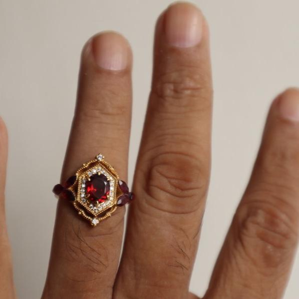 Vintage Red Garnet Ring