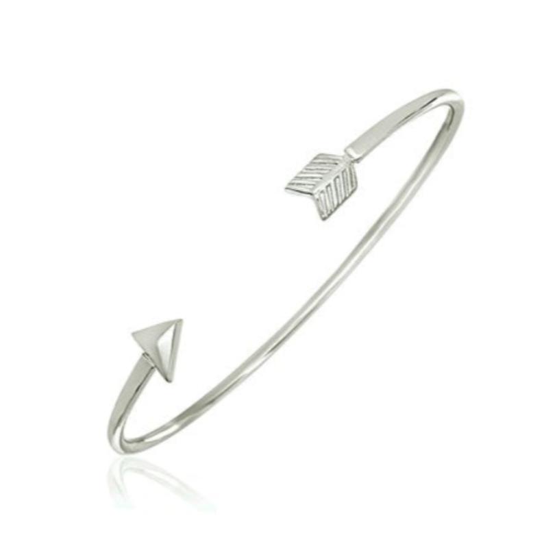 Polished Arrow Cuff 3mm Cuff Bangle in Sterling Silver - djoyr