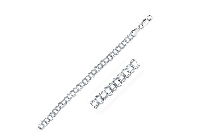 Chic Double Link 14k White Gold Bracelet - 5.00mm Luxurious Style