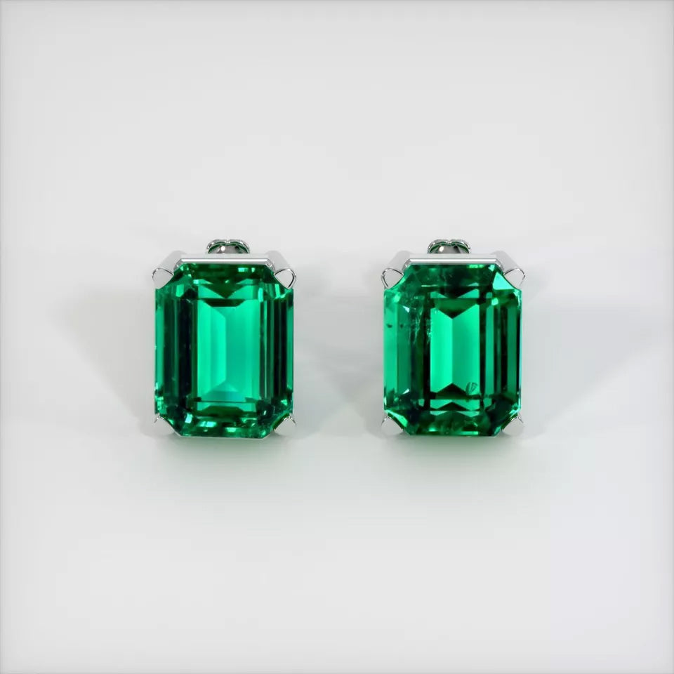 Certified Lab Emerald Stud Earrings