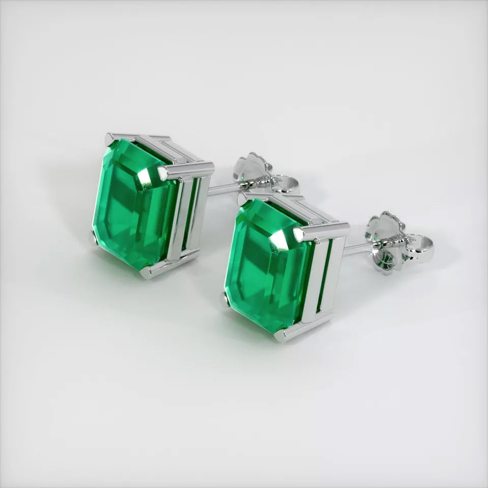 Lab Emerald Stud Earrings in 925 Sterling Silver - djoyr
