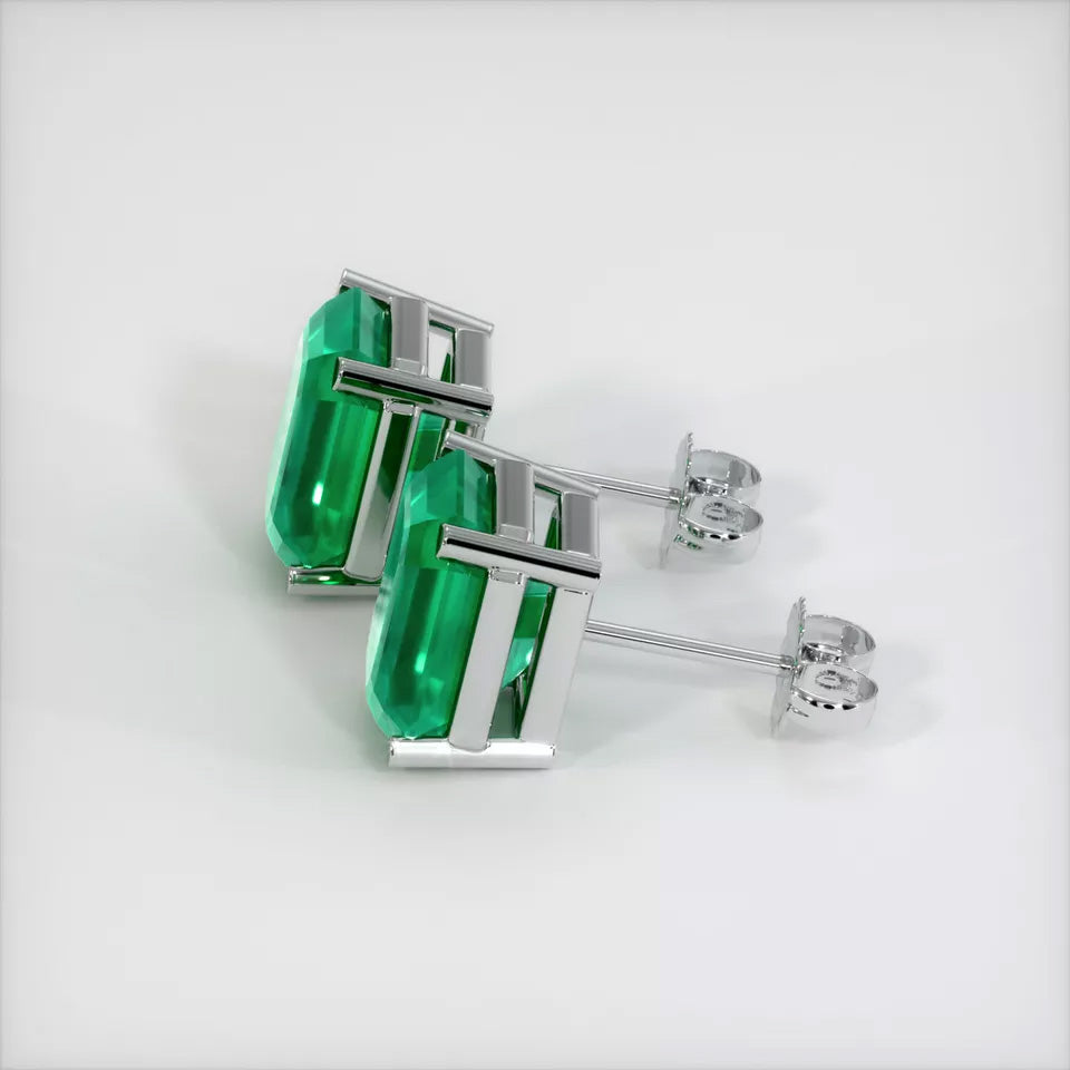 Certified Lab Emerald Stud Earrings