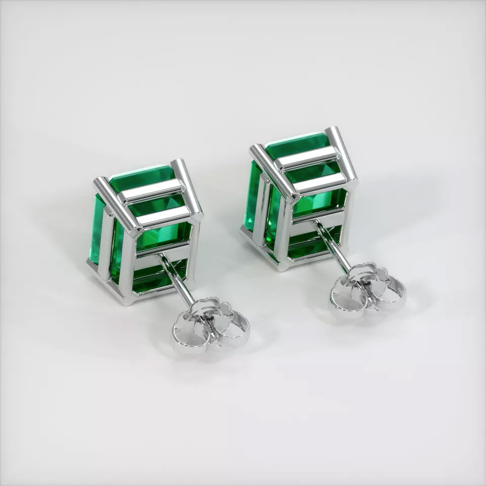 Certified Lab Emerald Stud Earrings