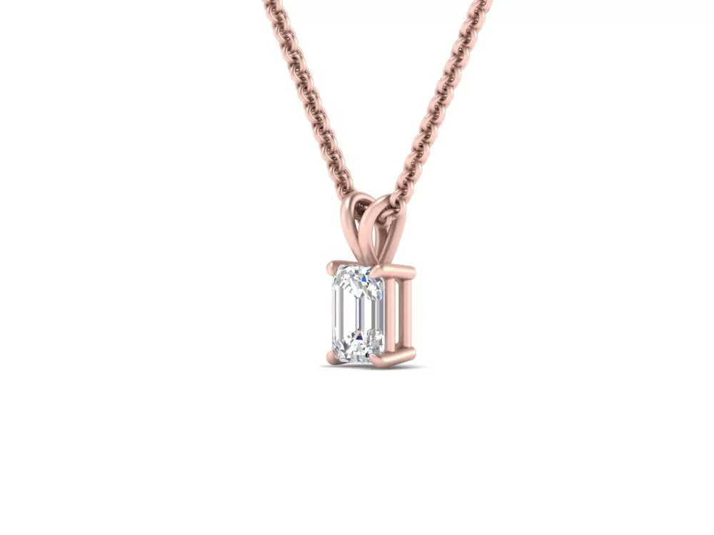 Emerald Cut Moissanite Solid Gold Necklace - djoyr
