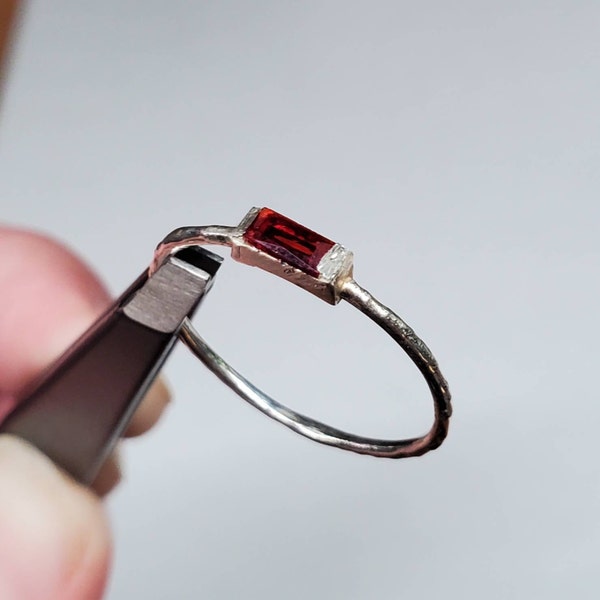 Garnet Baguette Ring