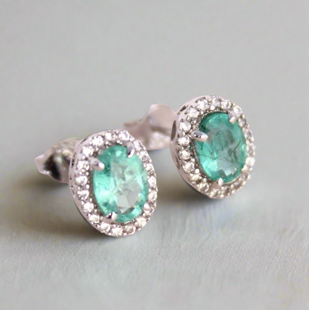 Emerald Cluster Silver Studs