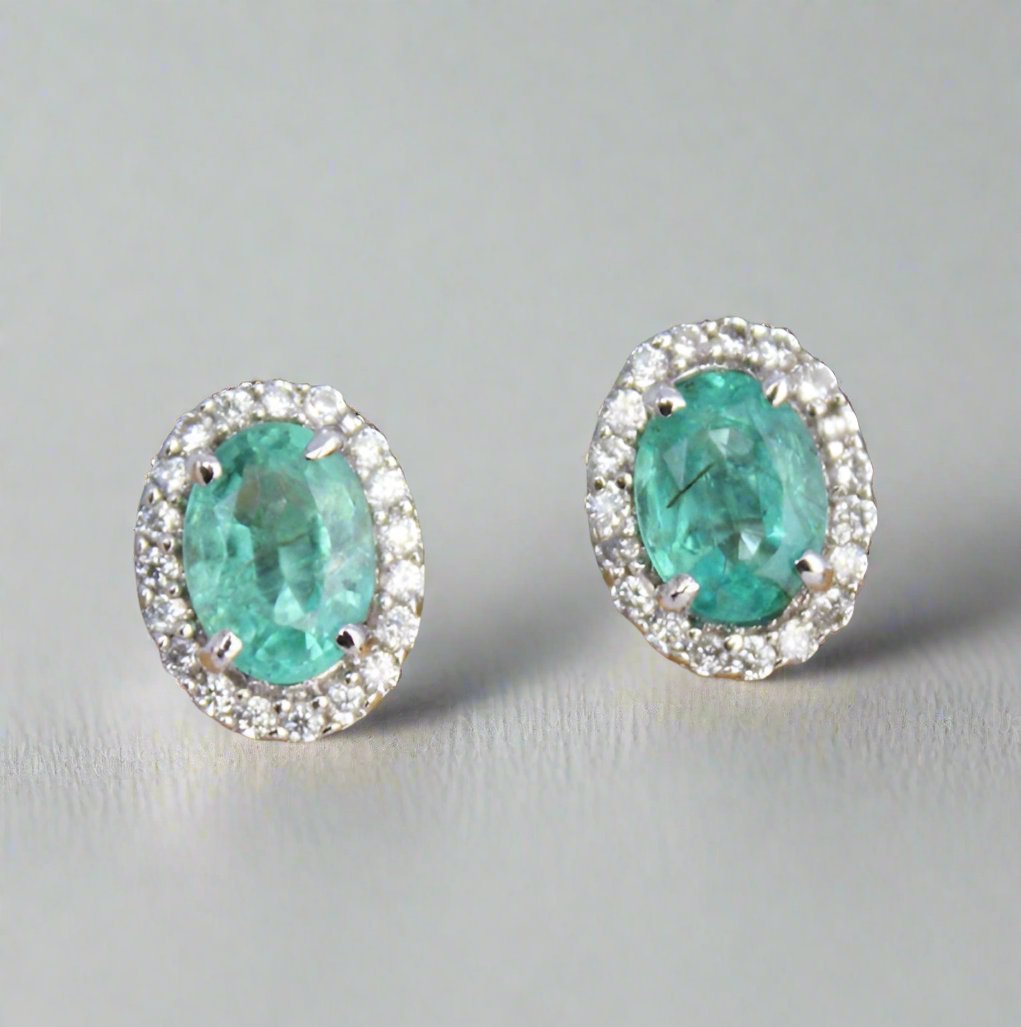 Emerald Cluster Silver Studs