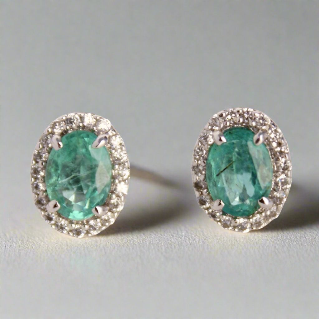 Emerald Cluster Silver Studs