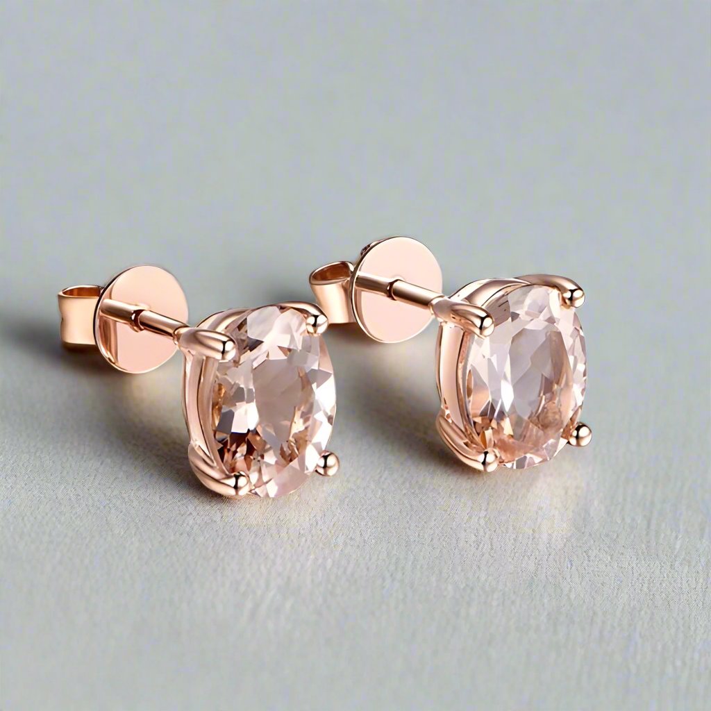 Morganite Oval Studs