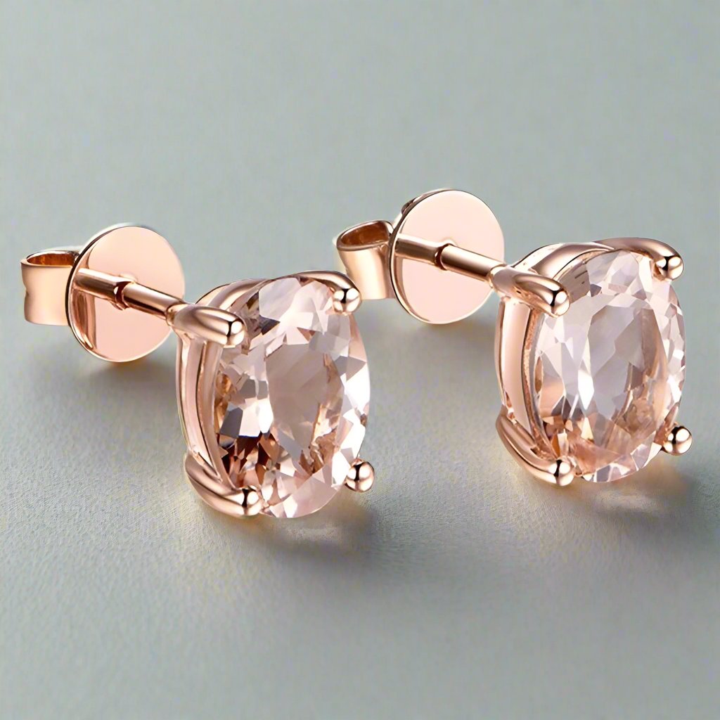 Morganite Oval Studs - djoyr