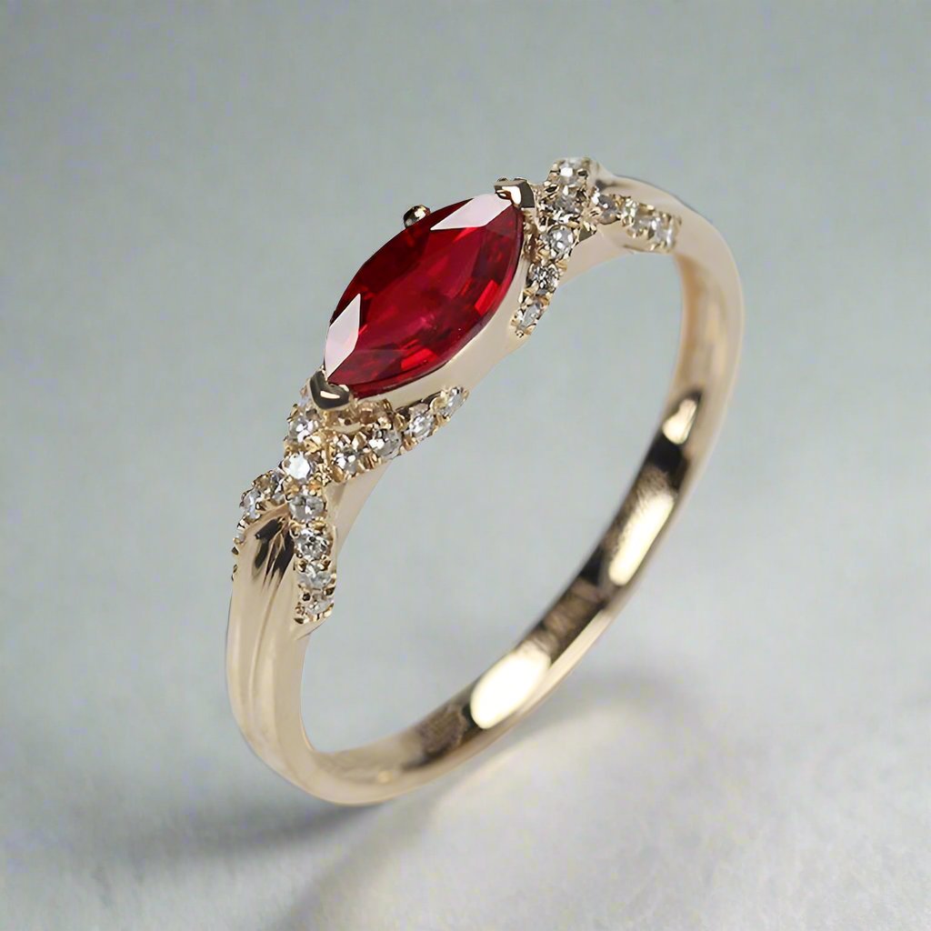 Lab Ruby Eyelet Ring in Yellow Gold Vermeil