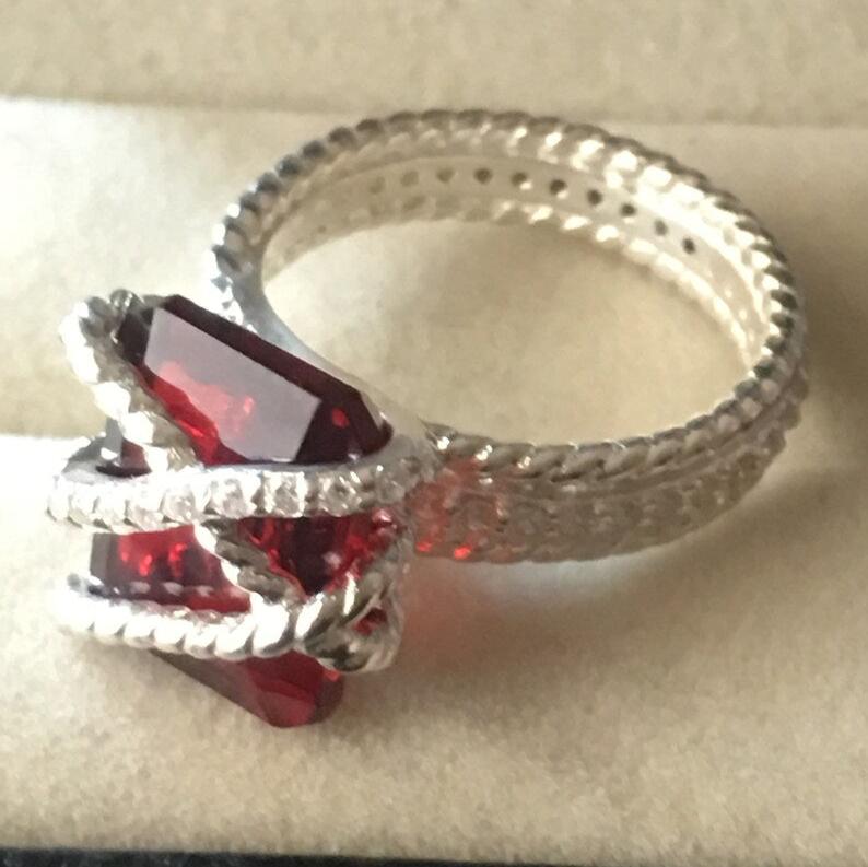Lab Grown Ruby Cable Wrap Ring in Silver - djoyr