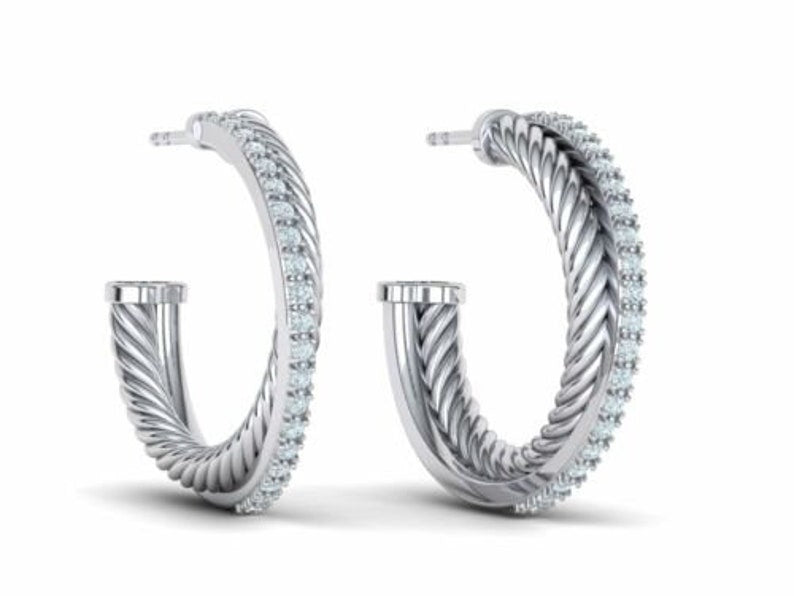 Horizon Arc Hoops with Pave Diamonds - djoyr